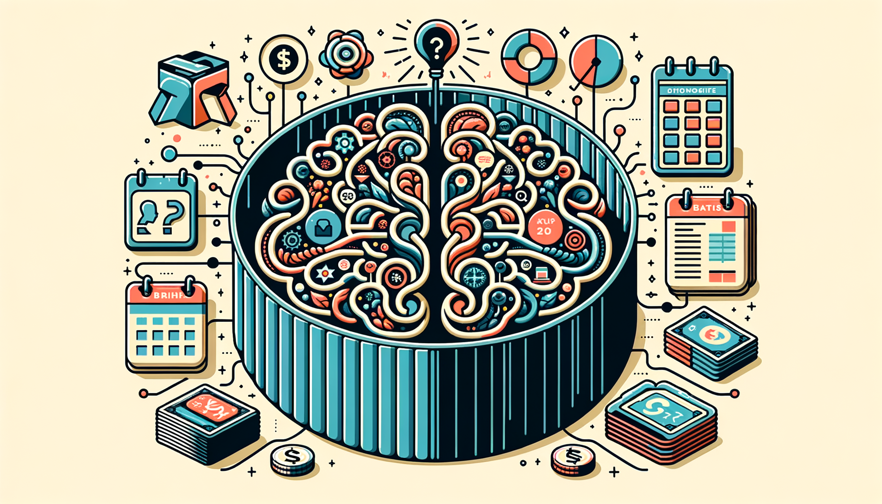 Cross-section of an AI brain filled with organised business data layers representing context injection