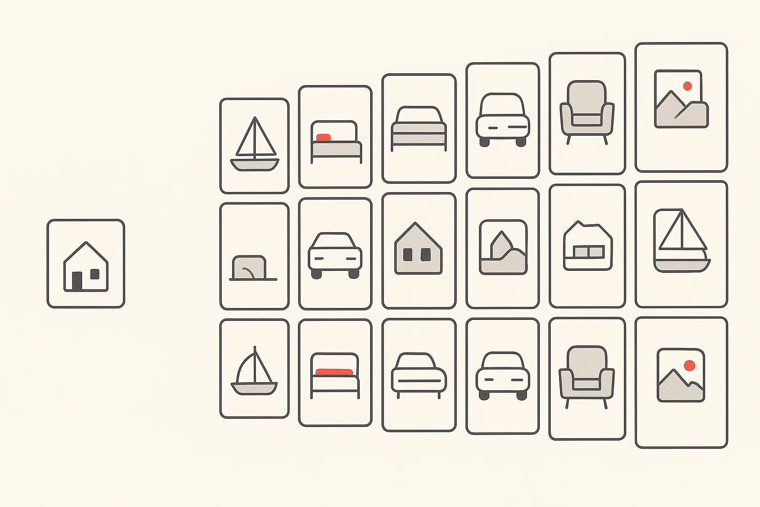 Resources scaling from one property to many — boats, rooms, salons, vehicles — all organised